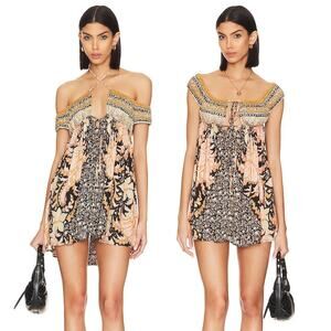 NWT Free People Bali Mariposa Slip Dress in Black Combo Sz Small